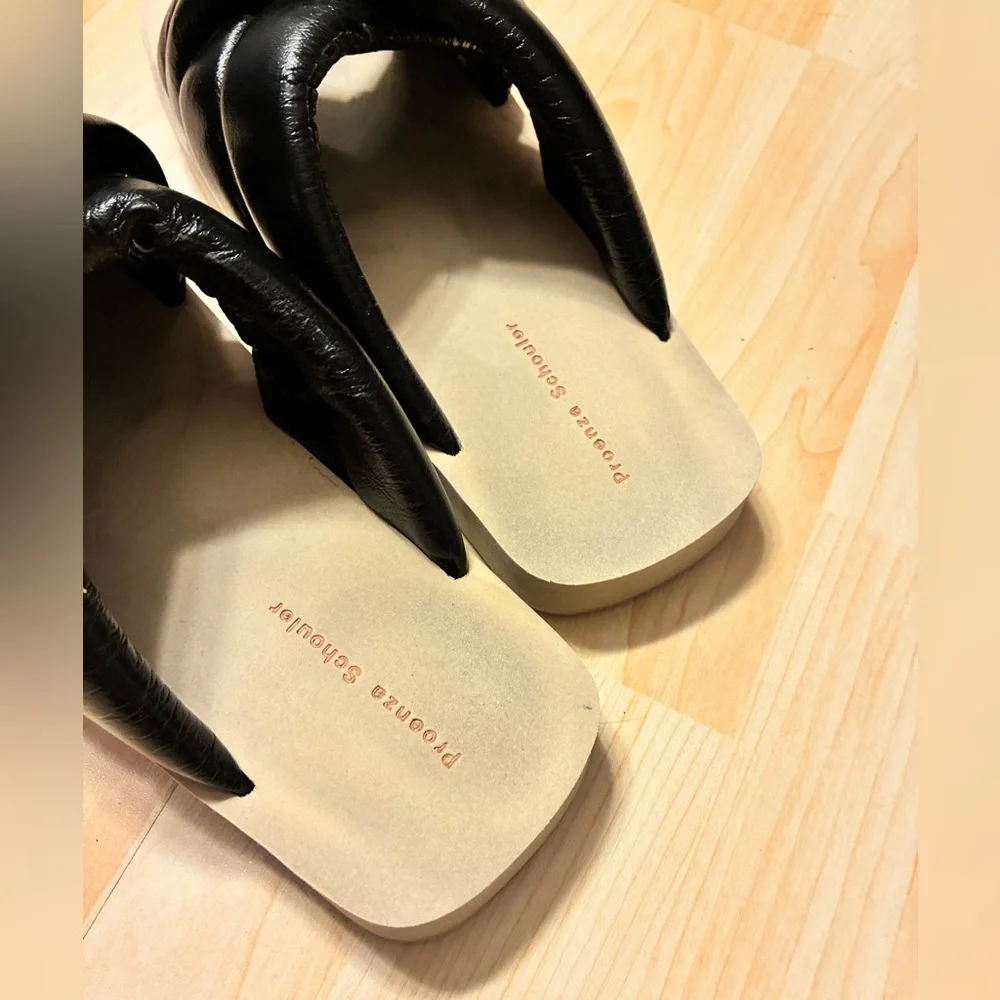 Proenza Schouler Black Padded Float Crossover Slide Sandals